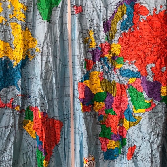 TY-breakers world map windbreaker vintage bomber Jacket 90's - Picture 5 of 12